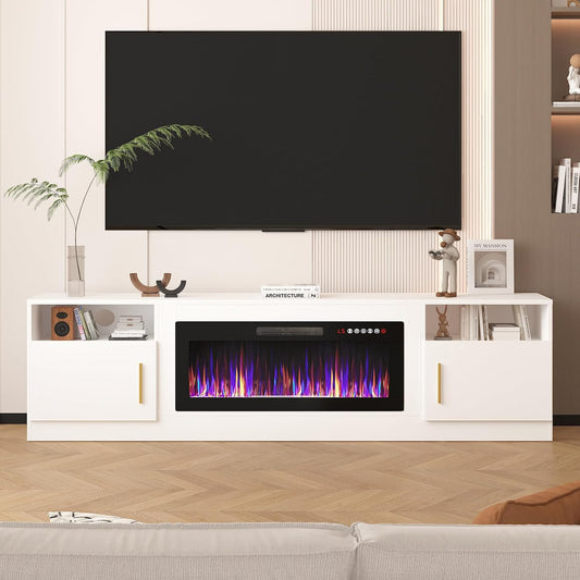 🔥Fireplace TV Stand with 36" Electric Fireplace,LED Light Entertainment Center,Media Console Table for Living Room
