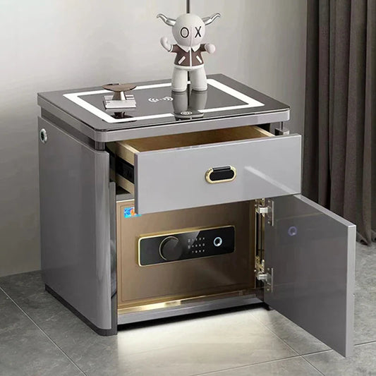 💥SmartSecure 3-Drawer Nightstand with Biometric Safe & LED Lighting